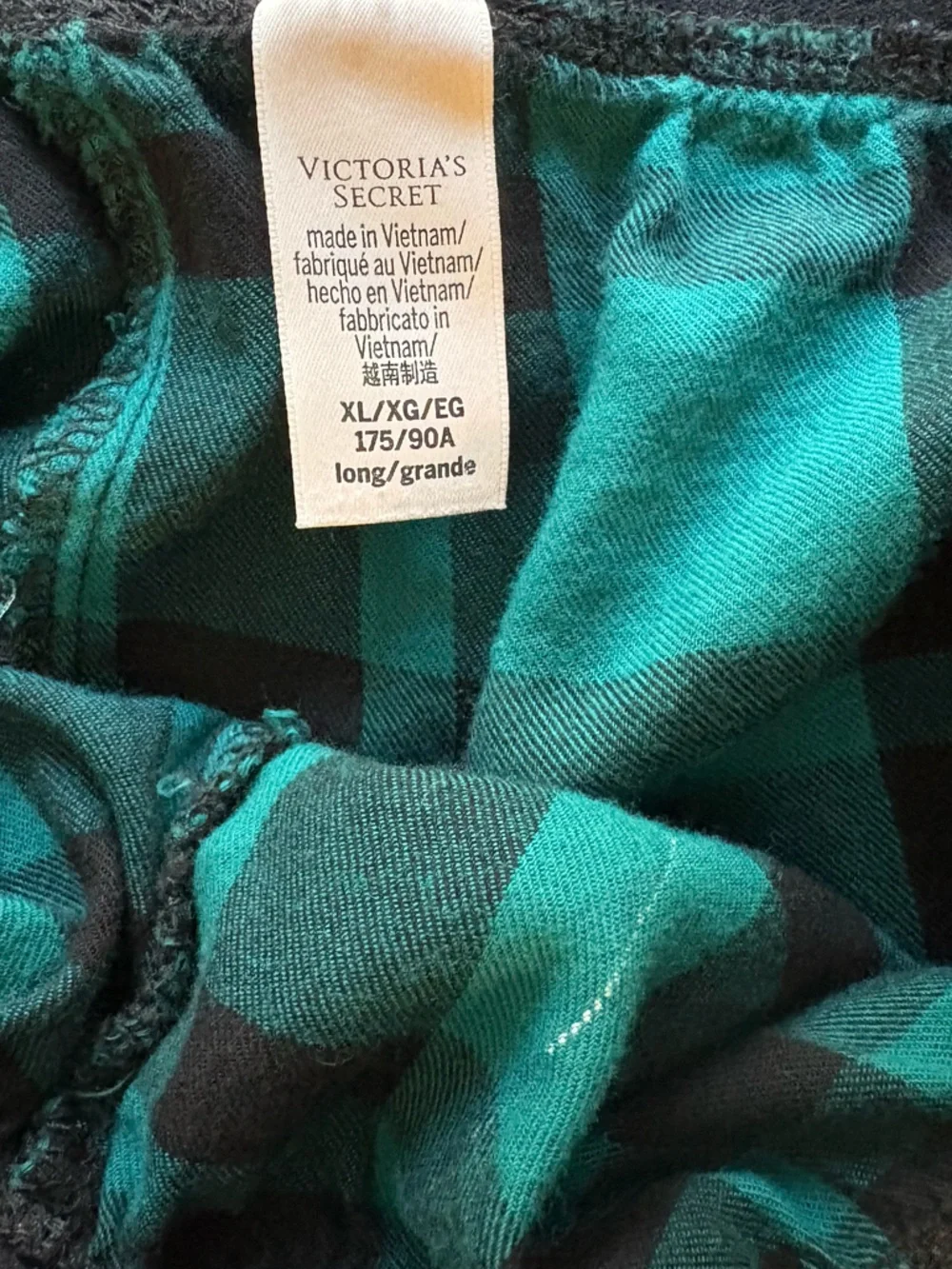 Victoria’s Secret Teal Black Tartan PJ Joggers Elastic-Waist Size XL
